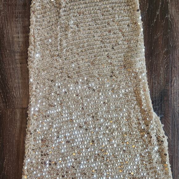 Retrofete Marie Crochet Maxi Dress in Gold Cream Size M/L NWT Sleeveless - Picture 5 of 13